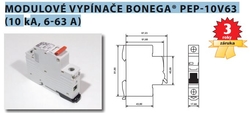 Vypínač modulární instalační na DIN lištu 32A 1-pólový 05-1032001 PEP 10V63 Bonega 