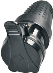 Zásuvka P77 Solight spojovací 230V černá gumová venkovní IP44 16A