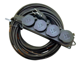 Prodlužovací kabel venkovní gumový 30m 4-zásuvka 230V IP44 H07RN