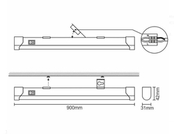 Svítidlo led pod kuchyňskou linku s vypínačem 15W 4000K 1350lm 90cm IP20 LNL923 Nedes